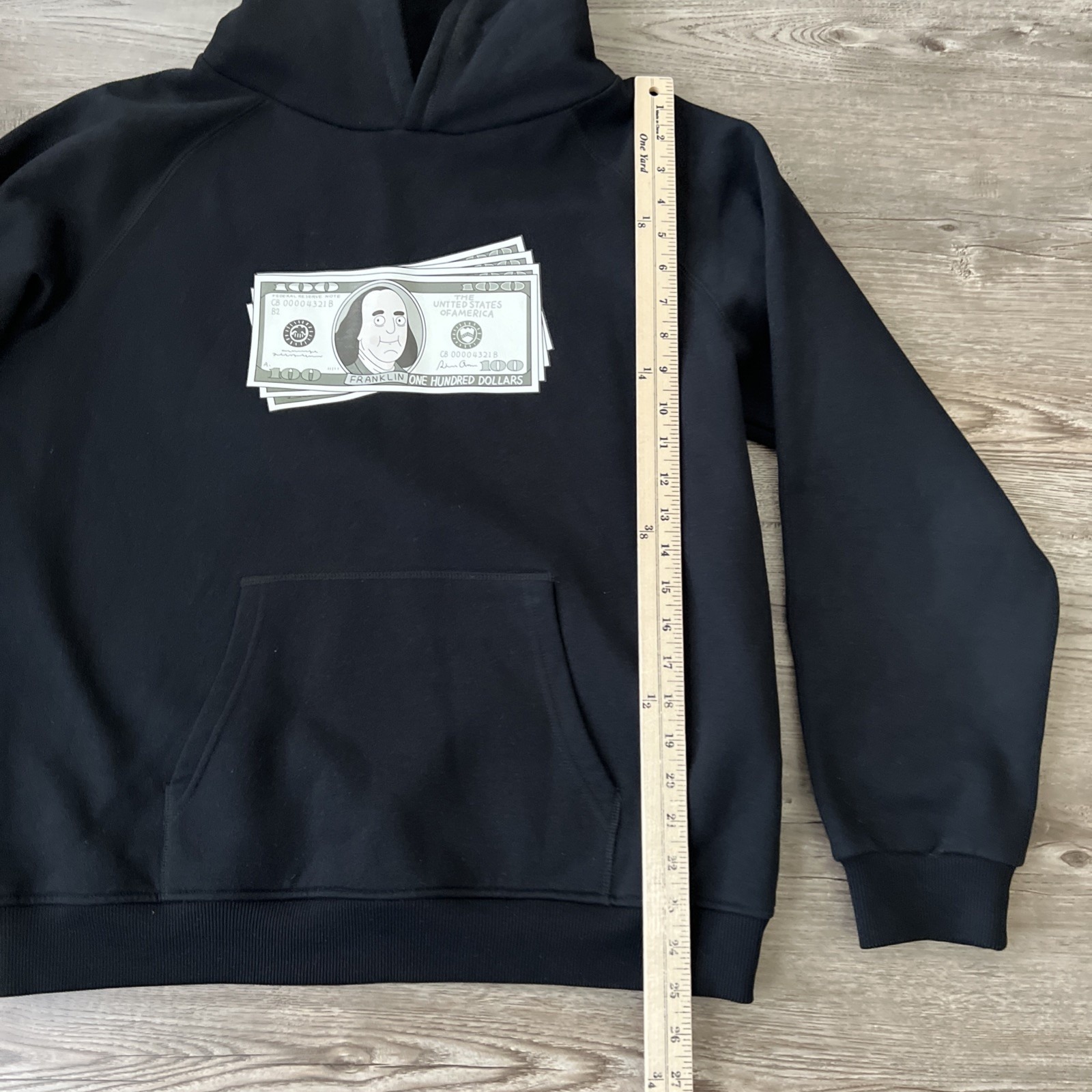 Prod Bldg Benjamin Franklins Hoodie Black Fleece Pullover Mens Medium — image 4 of 8